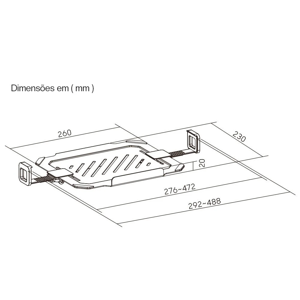 Imagem 5 de 5 do produto Bandeja Apoio Notebook, Acoplável 12 A 17, Suporte Pistão - Nbh-7sl