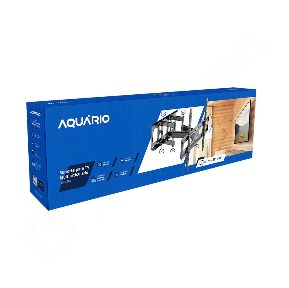 Imagem 4 de 5 do produto Suporte Articulado, Tv 37 A 80 Polegadas, De Parede - Sav-4600 Aquário