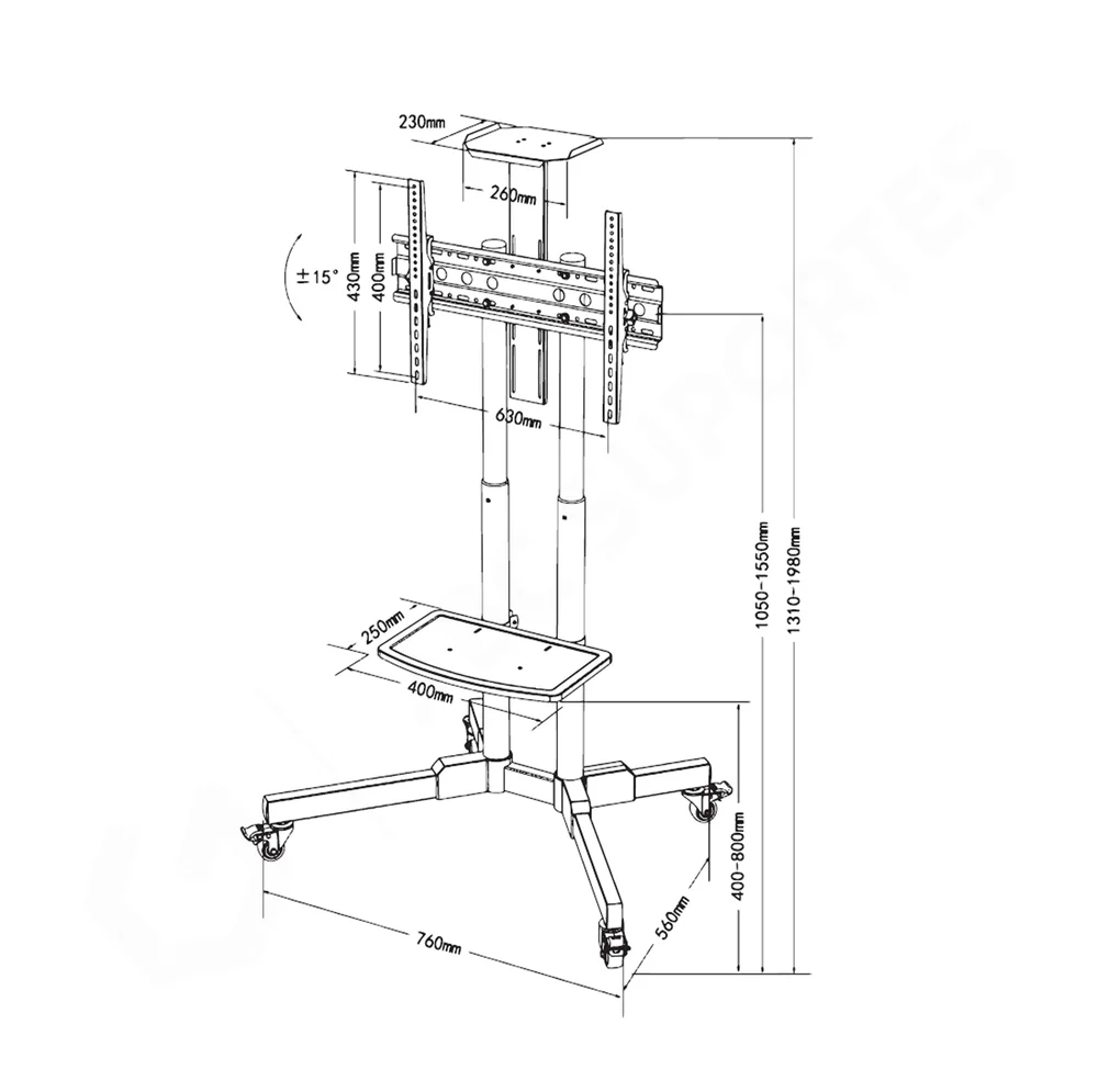Imagem 2 de 5 do produto Suporte Pedestal, Para Tv 32 A 70 Polegadas, Rodízios Rack-100 Aquário