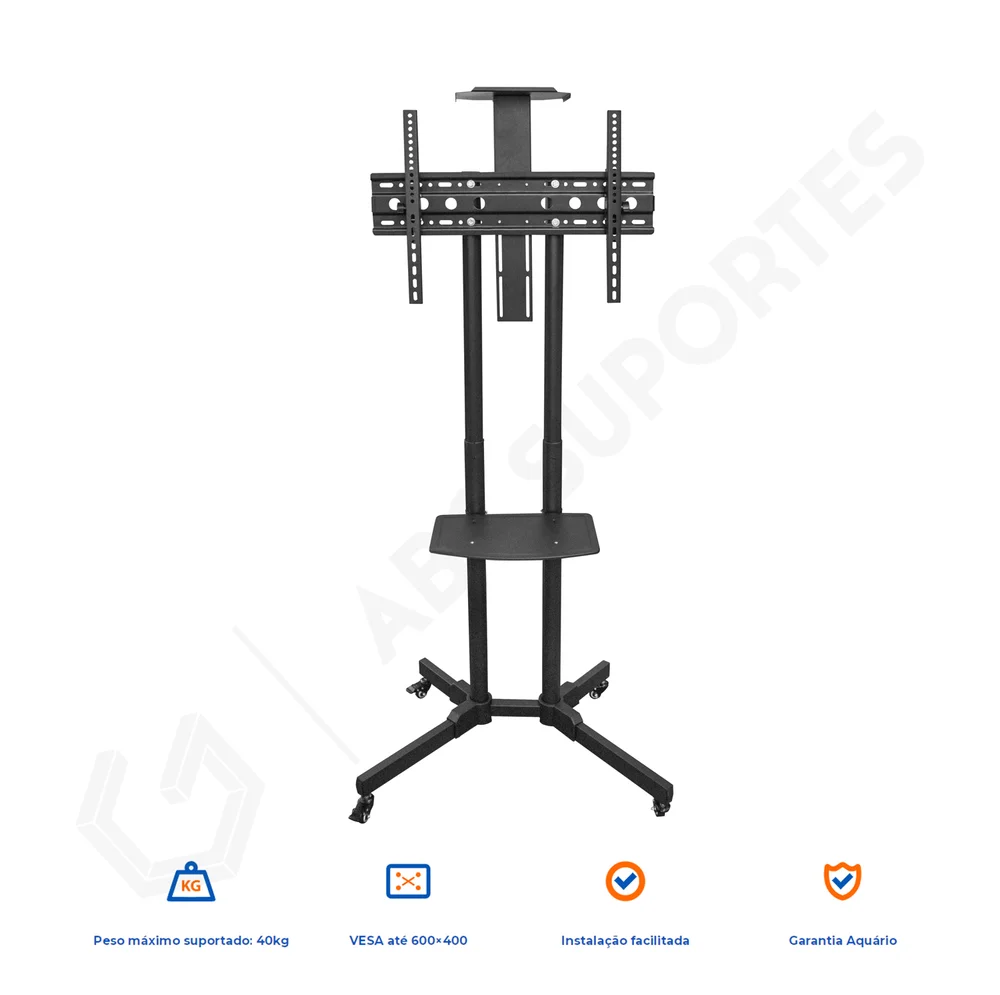 Imagem 4 de 5 do produto Suporte Pedestal, Para Tv 32 A 70 Polegadas, Rodízios Rack-100 Aquário