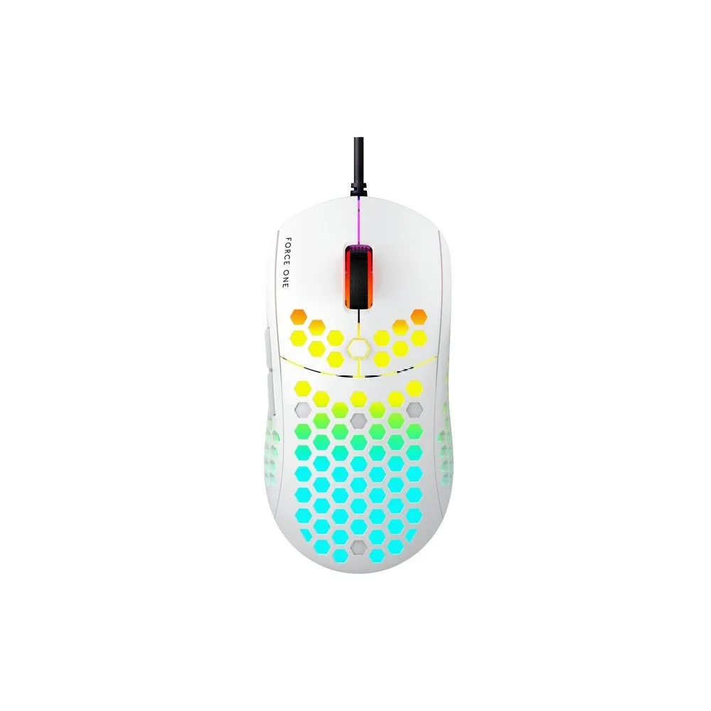 Mouse Gamer Force One Supernova, 20000DPI, 6 Botões, Branco Mouse Gamer Force One Supernova, 20000DPI, 6 Botões, Branco