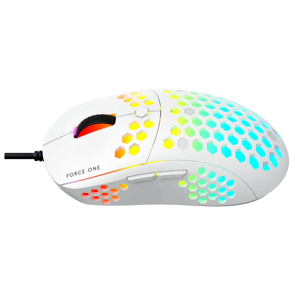 Mouse Gamer Force One Supernova, 20000DPI, 6 Botões, Branco Mouse Gamer Force One Supernova, 20000DPI, 6 Botões, Branco