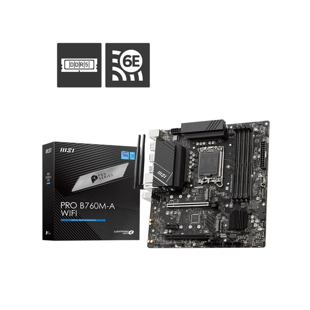 Placa Mãe Msi Pro B760m-a Wifi, Intel Lga1700, Chipset B760, Matx, Ddr5 - 911-7d99-007