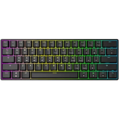 Teclado Mecânico Skyloong Gk61, Gateron Yellow Switch, RGB USB-C, Preto