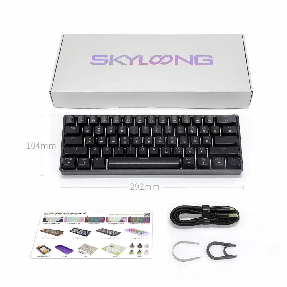 Imagem 2 de 5 do produto Teclado Mecânico Skyloong Gk61, Gateron Yellow Switch, RGB USB-C, Preto