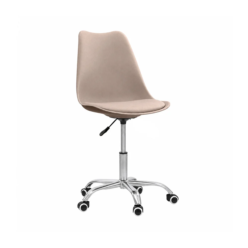 Imagem 4 de 5 do produto Cadeira Office Saarinen Giratória Base Cromada com Rodízio e Ajuste de Altura - Escritório e Home Office Bege