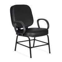 Cadeira Escritório Caramujo, Pé Fixo, Couro Liso, Suporta 180kg, Preto
