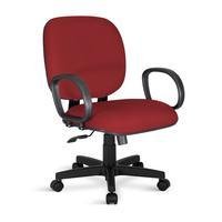 Cadeira Escritório Caramujo, Giratória, Tecido Vermelho