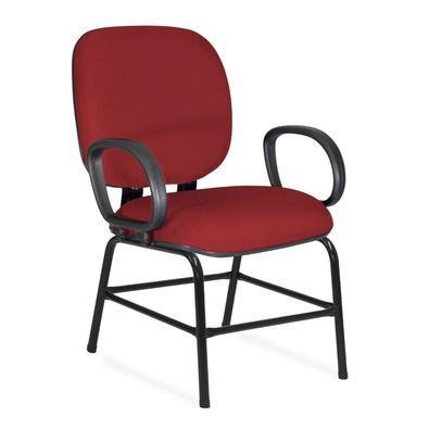 Cadeira Escritório Caramujo, Pé Fixo, Suporta 180kg, Tecido Vermelho