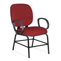 Cadeira Escritório Caramujo, Pé Fixo, Suporta 180kg, Tecido Vermelho
