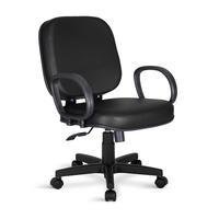 Cadeira Escritório Caramujo, Giratória, Relax Couro Eco, Suporta 180kg, Preto
