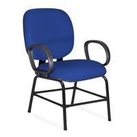 Cadeira Escritório Caramujo, Pé Fixo, Suporta 180kg, Tecido Azul