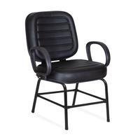 Cadeira Escritório Caramujo, Pé Fixo, Suporta 180kg, Costura Preto