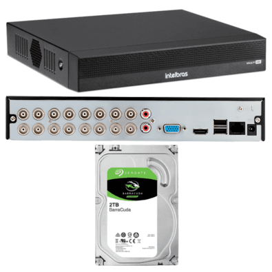 Dvr Intelbras Mhdx 1016c Multi HD De 16 Canais, 1080p Lite + 2 Canais, 6MP, IP + HD 2TB
