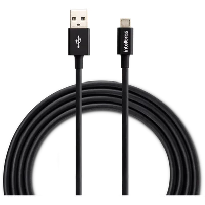 Cabo Intelbras Micro USB, 1,2m, Preto - Euab 12pp