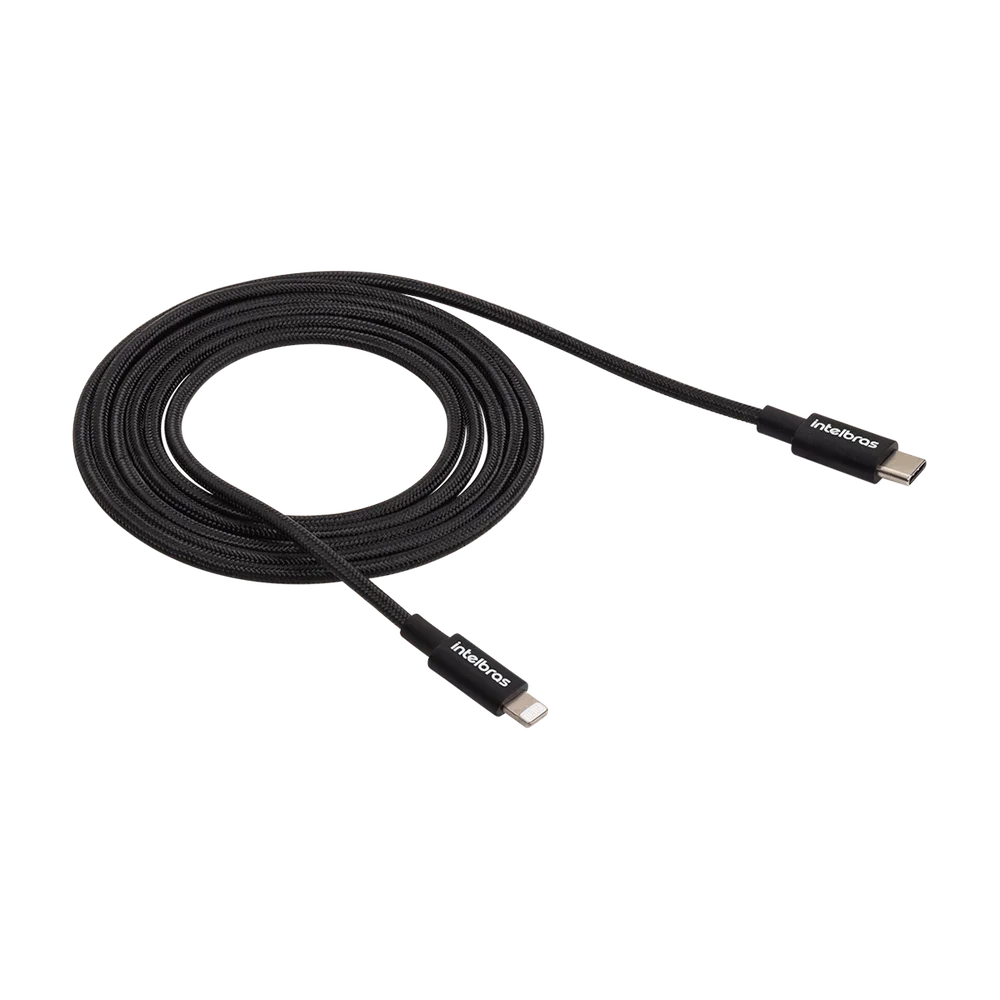 Imagem 2 de 5 do produto Cabo Celular USB-C- Lightning, 1,5m, Nylon Preto - Eucl 15np