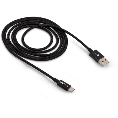 Cabo Intelbras USB-C, 1,5m, Nylon Preto - Euac 15np