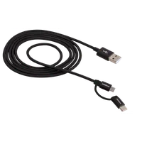 Cabo Intelbras USB - Micro USB + USB-C, 1,5m, Nylon Preto - Euabc 15np