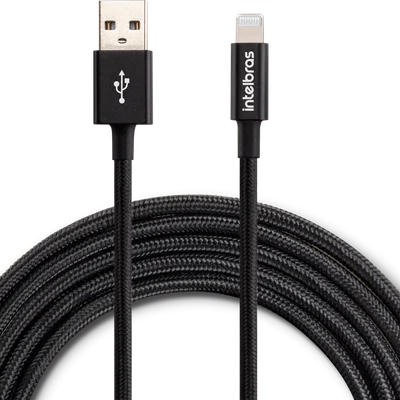 Cabo Intelbras Lightning, 1,5m, Nylon Preto - Eual 15np