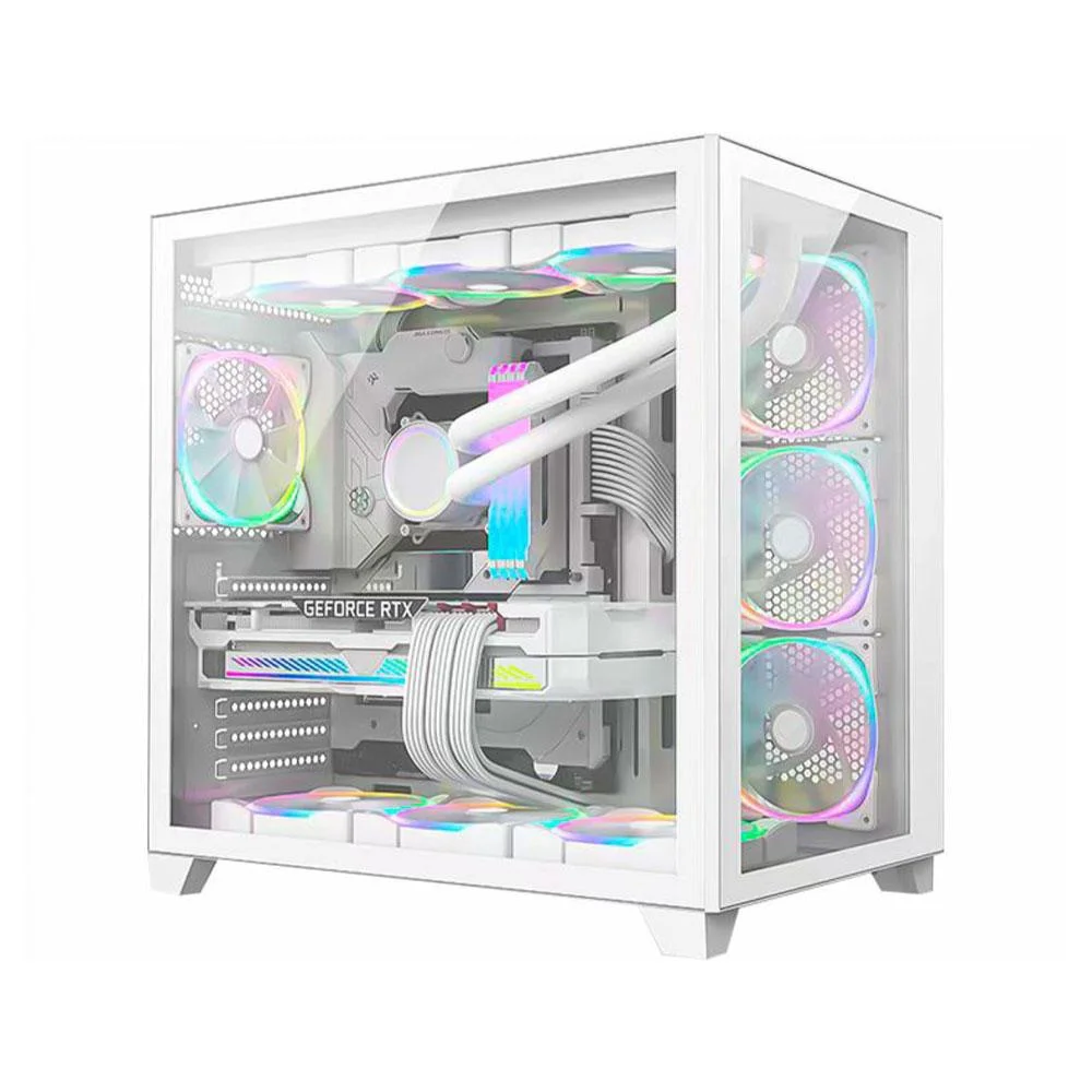 Gabinete Gamer K-mex Space Atx W2r4, Lateral E Frontal, Em Vidro Temperado, USB 3.0,ATX,Branco