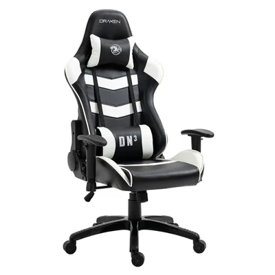 Cadeira Gamer Draxen Dn3, Giratória, Até 150Kg, Preto/Branco — foto 3