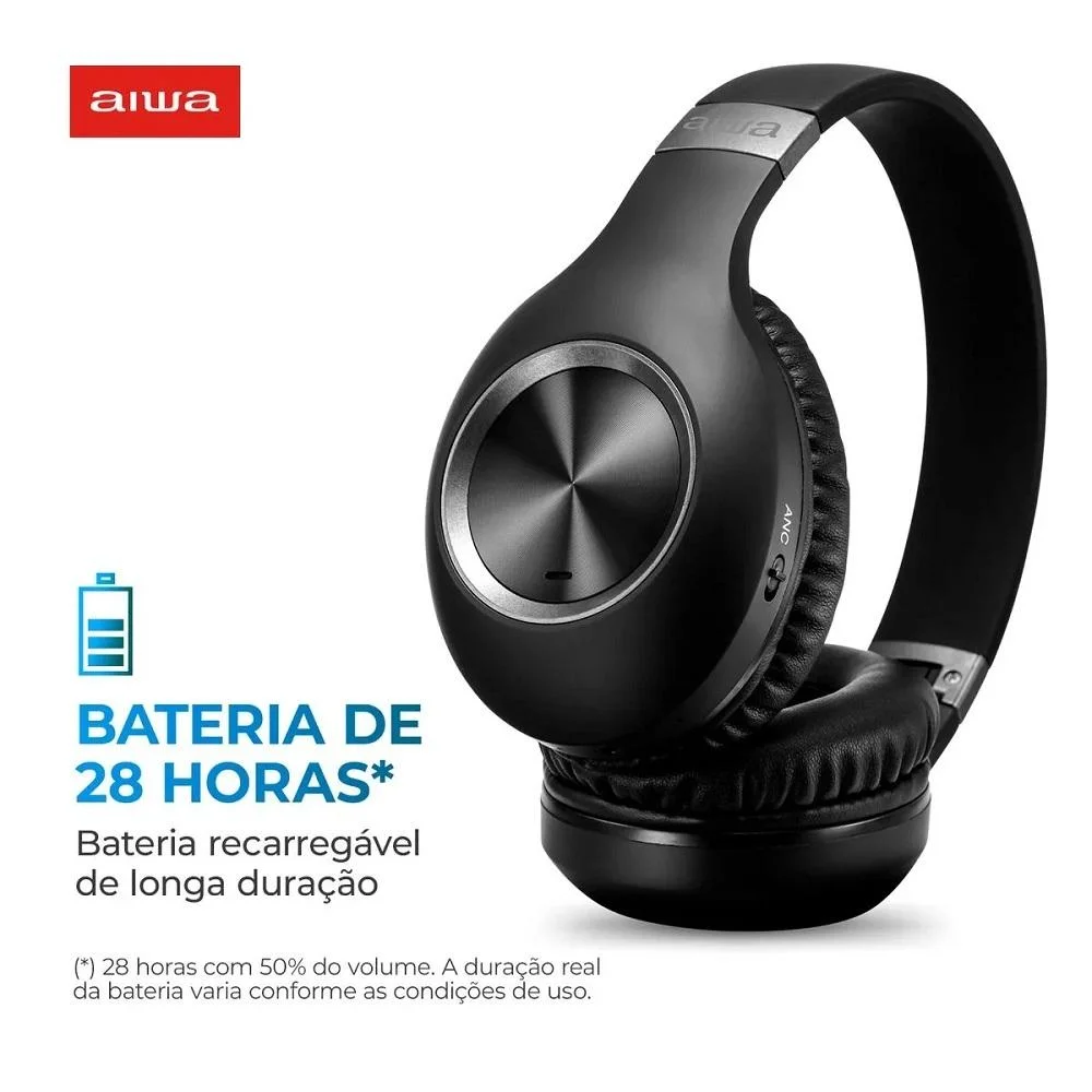 Imagem 4 de 5 do produto Fone Headphone Aiwa, Bluetooth, Preto - Aws-hp-02-b