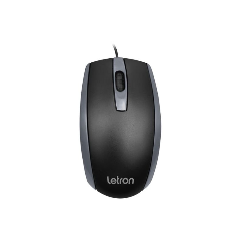 Mouse USB Letron Office, Duo, Preto E Cinza, Fio USB, Ergonomico