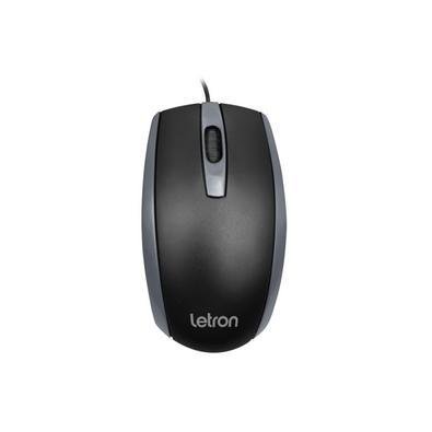 Mouse USB Letron Office, Duo, Preto E Cinza, Fio USB, Ergonomico