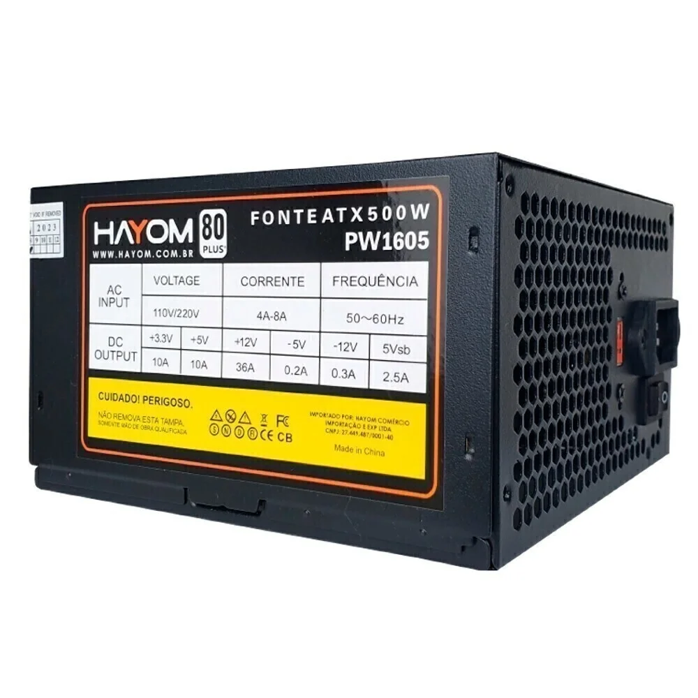Fonte Atx 500w Hayom Pw1605 Pfc, Ativo, Com Cabo