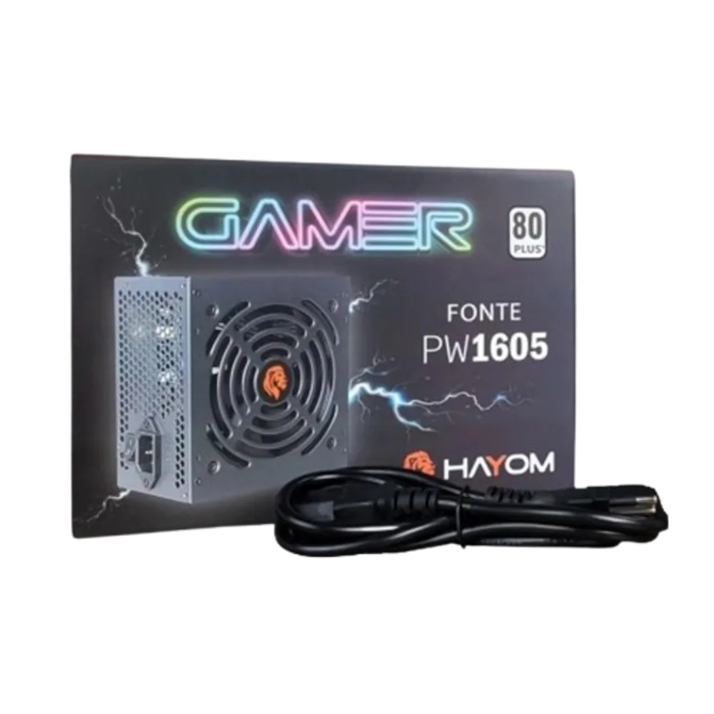 Imagem 2 de 5 do produto Fonte Atx 500w Hayom Pw1605 Pfc, Ativo, Com Cabo