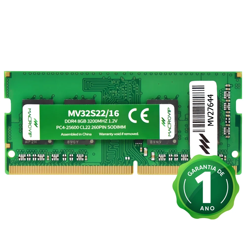 Memória para Notebook Macrovip, 16GB, DDR4, 3200Mhz - Mv32s22/16