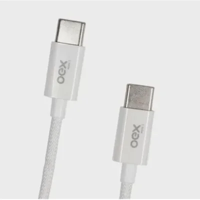 Cabo de Dados Oex USB Tipo-C Para USB Tipo-C, 1m, Candy, 30w, Branco - Ce206