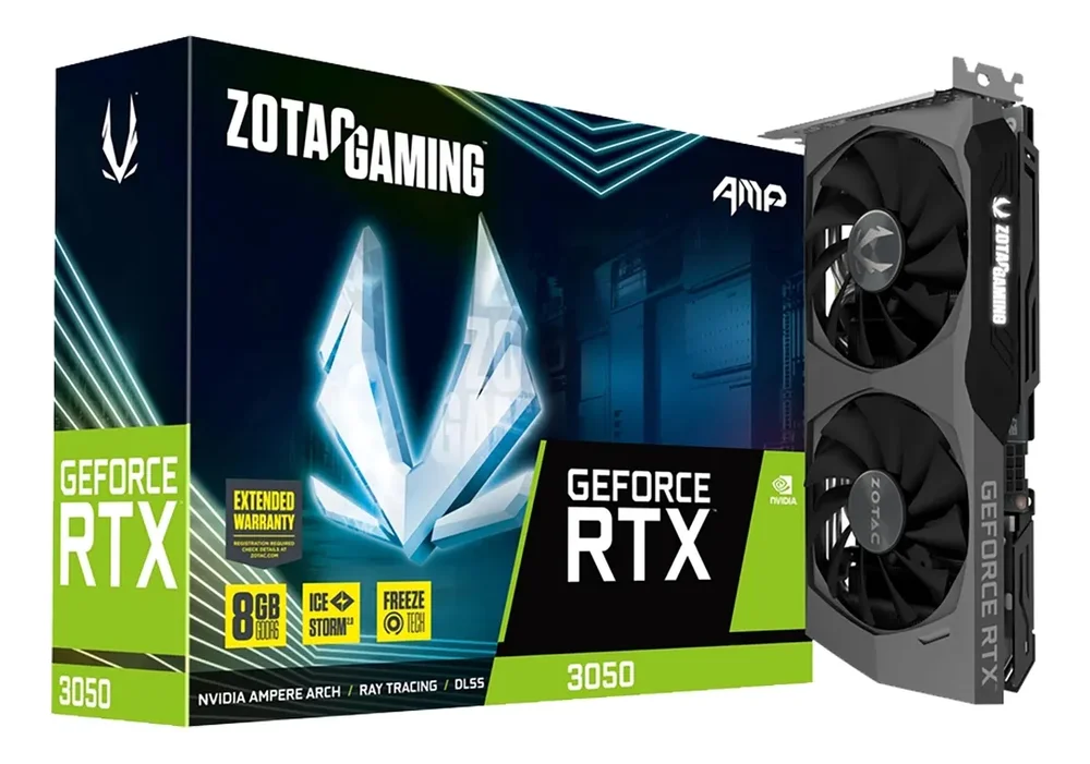 Placa De Video RTX 3050 Zotac Geforce Amp, 8GB, GDDR6, 128-BIT - ZT-A30500F-10M