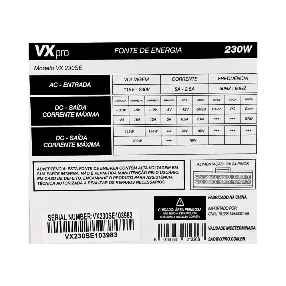 Imagem 5 de 5 do produto Fonte De Alimentação Vxpro Vx230se