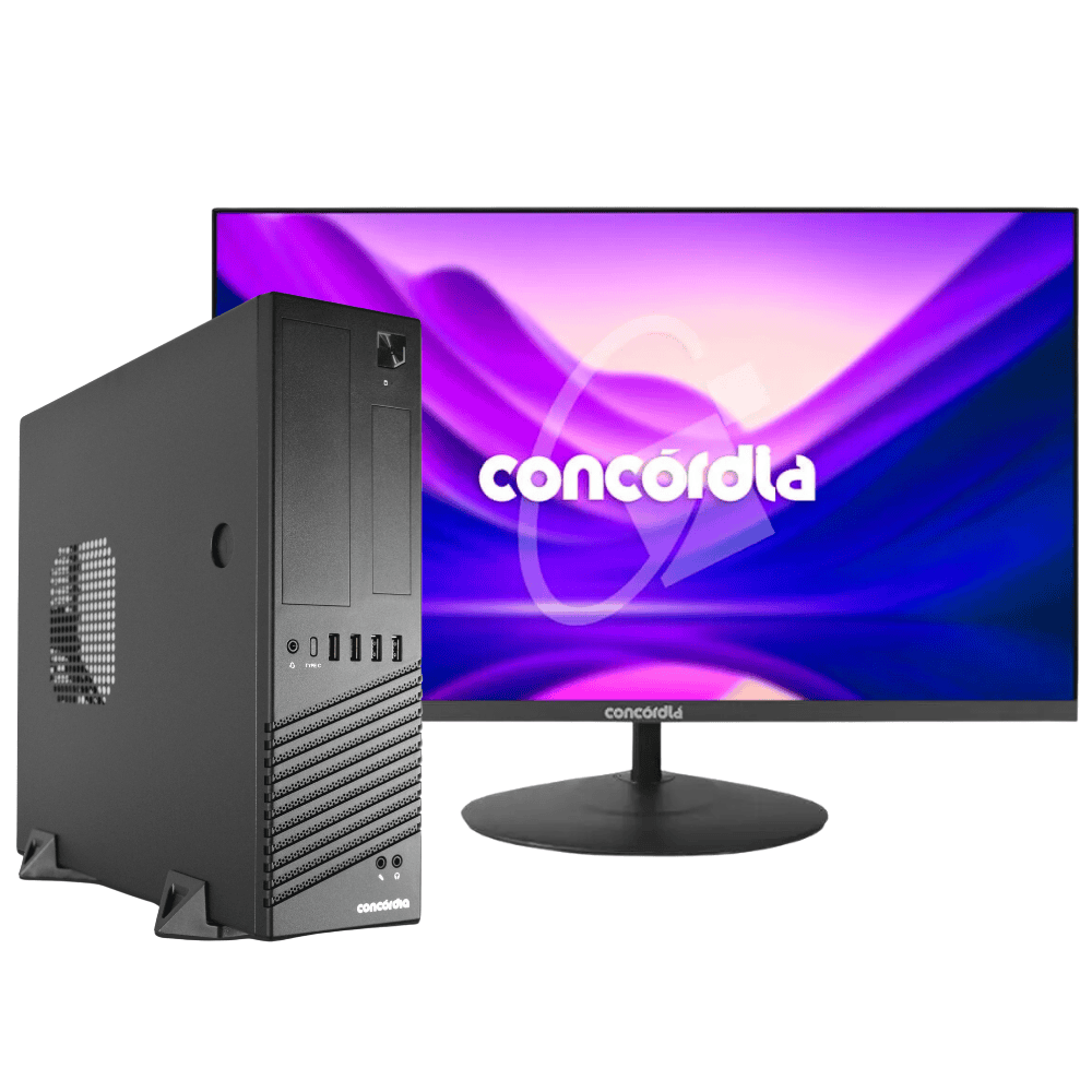 Computador Sff Concórdia Completo Com Monitor 23” Processador Core I3 12100 8GB Ddr4 SSD 240GB Freedos