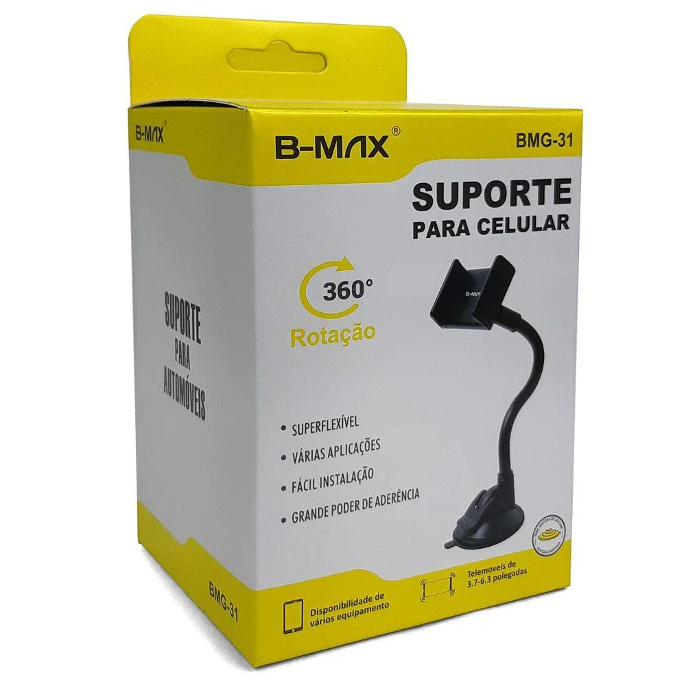 Imagem 3 de 4 do produto Suporte Universal Bmax, Smartphone, Para Vidro, Haste Longa