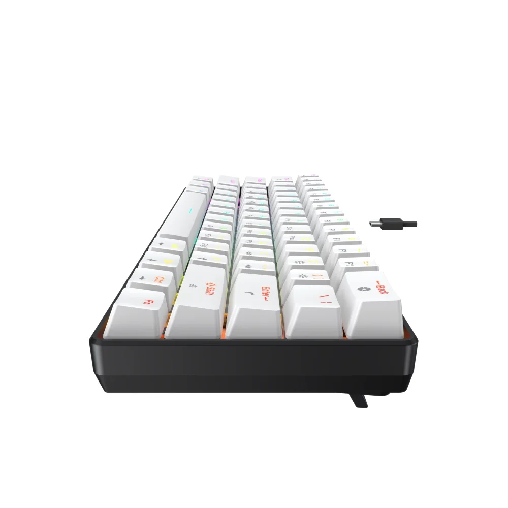 Imagem 2 de 5 do produto Teclado Mecânico Gamer Force One Atlas 60%, RGB, Switch Huano Red, Branco