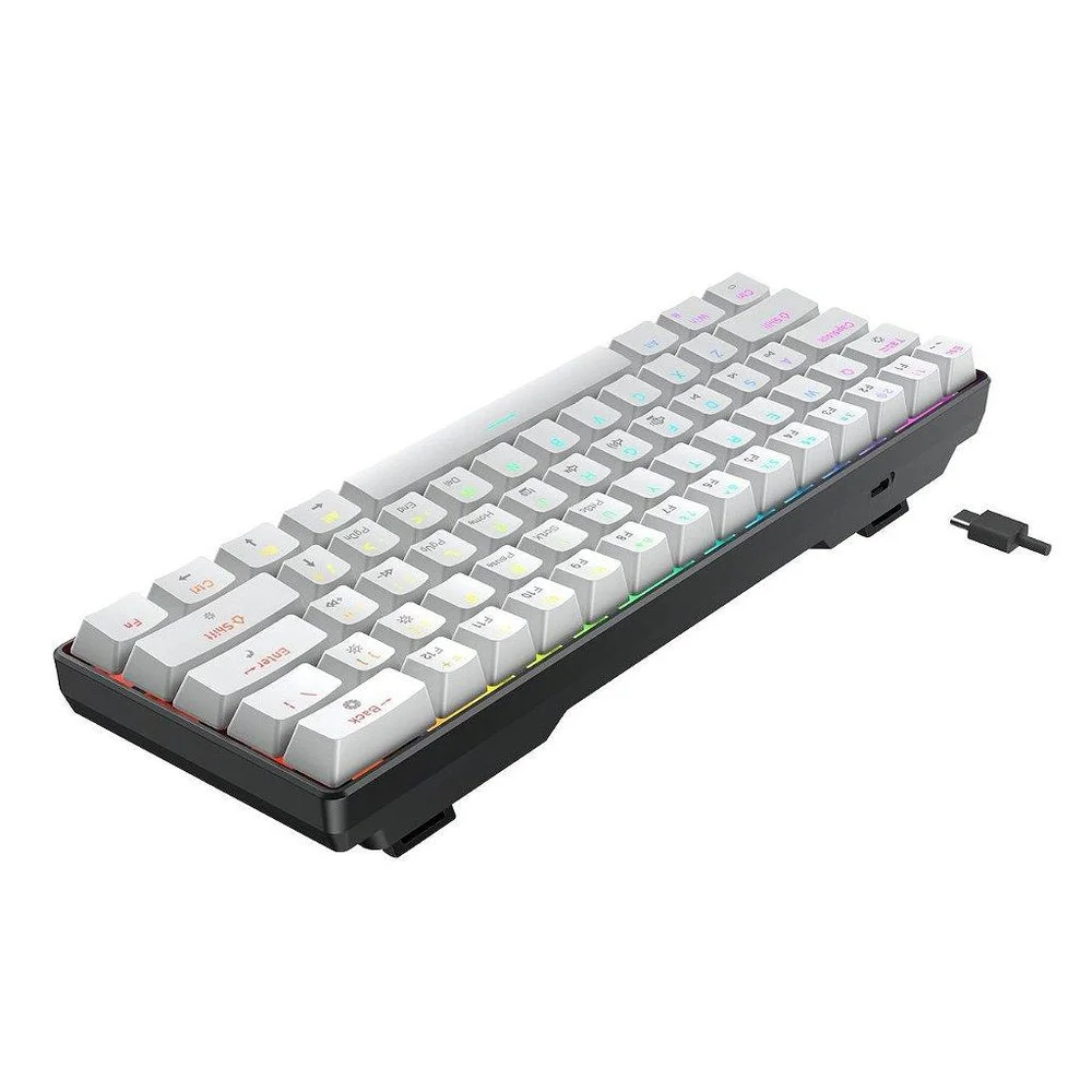 Imagem 4 de 5 do produto Teclado Mecânico Gamer Force One Atlas 60%, RGB, Switch Huano Red, Branco