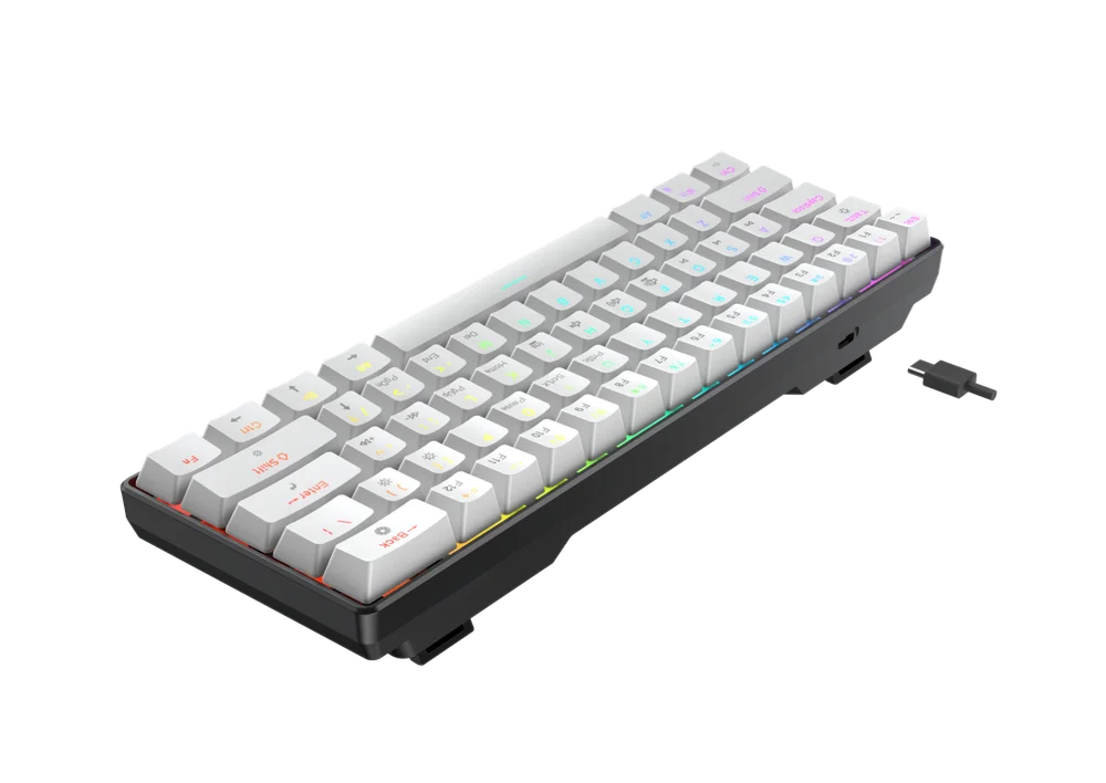 Imagem 5 de 5 do produto Teclado Mecânico Gamer Force One Atlas 60%, RGB, Switch Huano Red, Branco