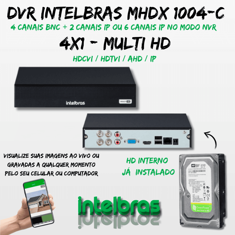 Imagem 3 de 4 do produto Kit Intelbras, 4 Câmeras, 20 metros, Alta Definição