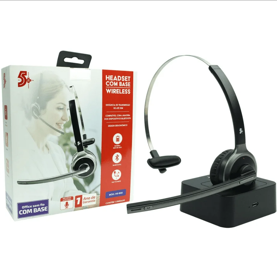 Imagem 3 de 5 do produto Headset 5+,Sem Fio, Bluetooth - Hs-202