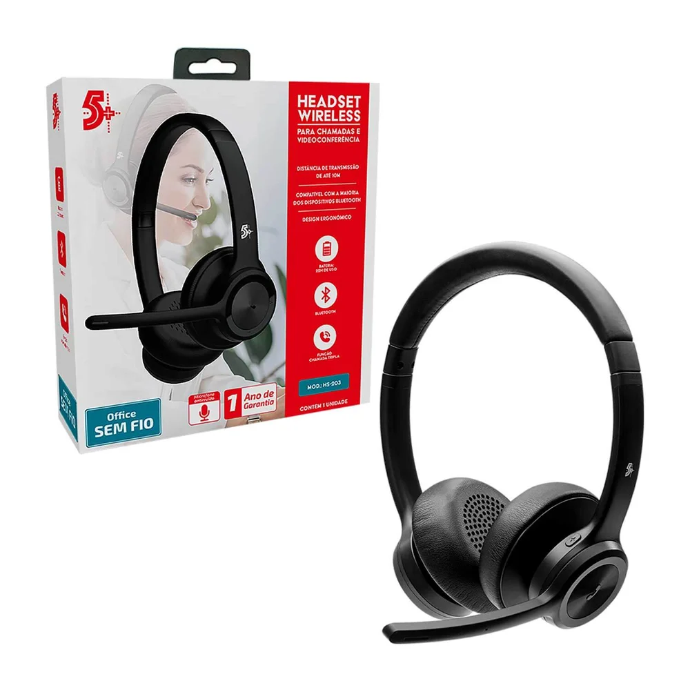 Imagem 5 de 5 do produto Headset Sem Fio Santana, Bluetooth, Office, Hs-203 - 015-0106