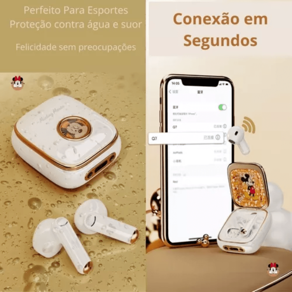 Fone De Ouvido Mickey Mouse Q7 Bluetooth Roxo