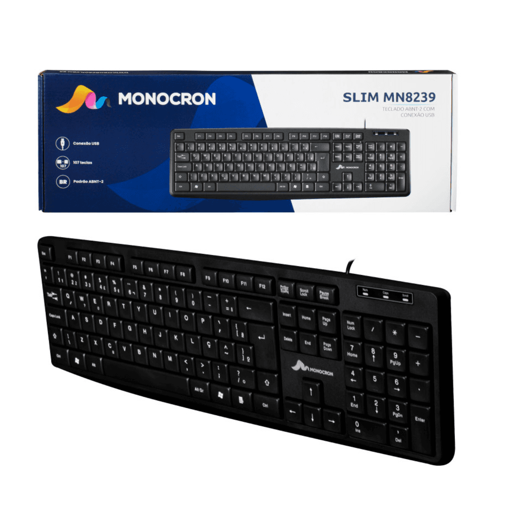 Teclado Monocron Slim Mn8239 USB 107 Teclas KaBuM