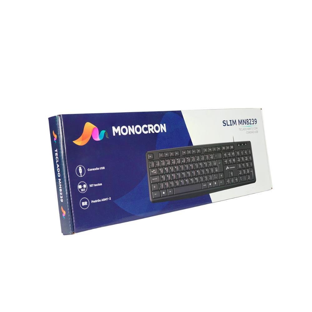 Imagem 2 de 5 do produto Teclado Monocron Slim Mn8239, USB, 107 Teclas, ABNT2, Preto