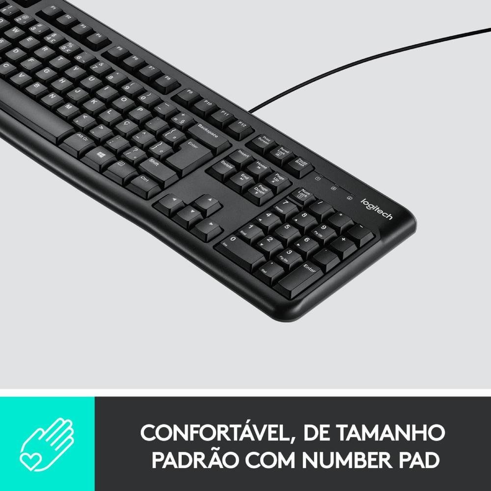 Imagem 5 de 5 do produto Kit 03 Teclado Logitech K120 Com Fio, Usb Abnt2, Tecla Ç, Resistente