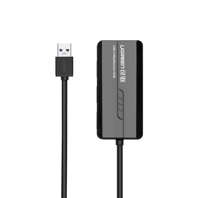 Adaptador Hub USB 3.0a Ugreen,Para Rj45 E 3 USB 3.0a, Preto
