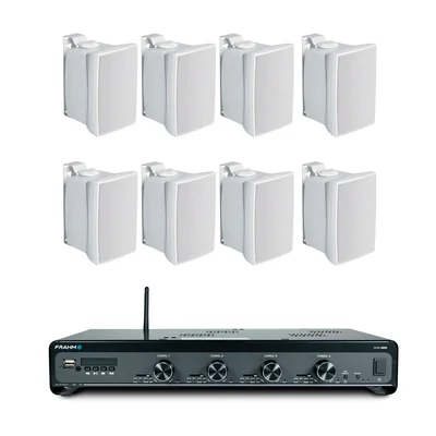 Kit Amplificador Frahm Slim 4500 G5 + 4 Pares JBL, C621p, Branco