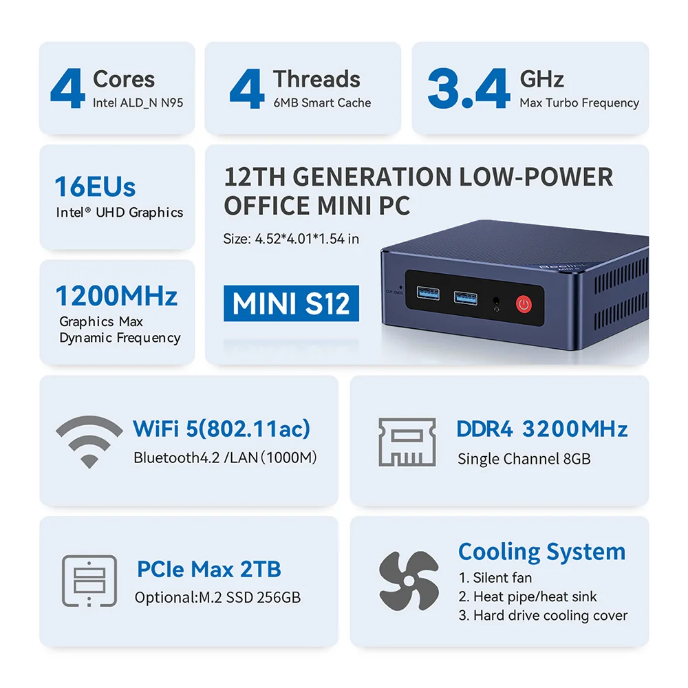 Mini Pc Beelink Mini S Processador Intel Lake N95