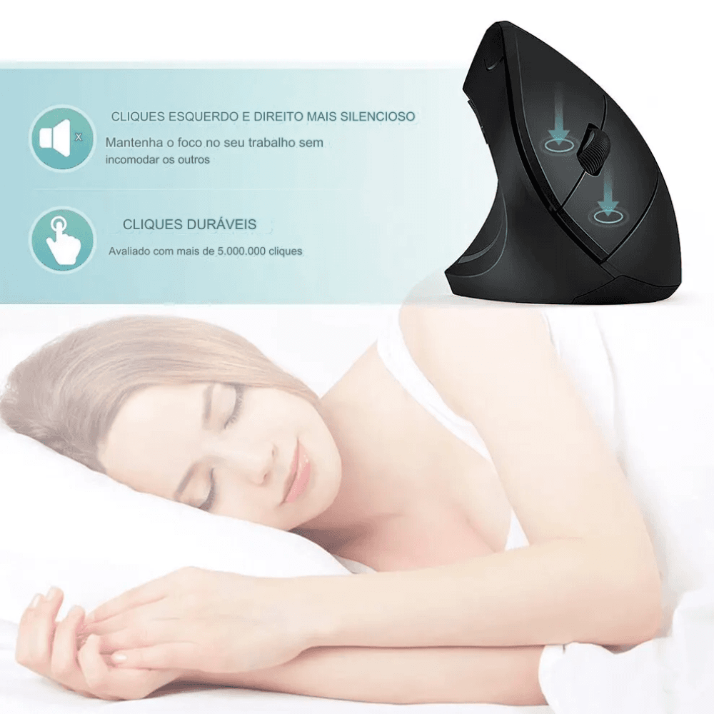 Imagem 2 de 3 do produto Mouse Sem Fio Ergonômico, 6 botões, DPI Ajustável (800/1200/1600)